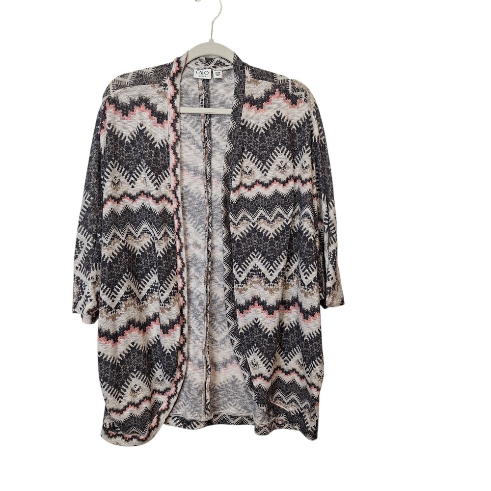 Cato Woman 26/28W Open‎ Front Cocoon Cardigan Dolman Sleeve stretch Fair Isle
